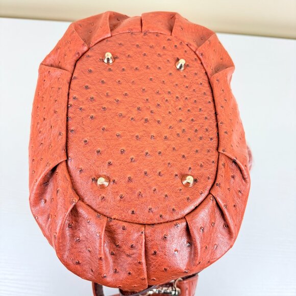 NWT Ostrich-Embossed Satchel Crossbody w/ Top Handles & Removable Strap - Picture 5 of 10